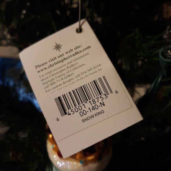 Christopher Radko Poland Glass Christmas Ornament Snow King 2000 00-140-N - Picture 5 of 5